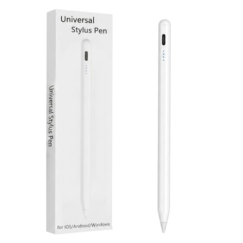 Caneta Stylus Pen Recarregável USB com Ponta Fina 1,5mm e LED para iPad, Tablet e Celular Touch Screen