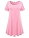 BELAROI Womens Comfy Swing Tunic Short Sleeve Solid T-Shirt Dress (3X, Pink)