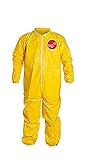 DuPont Tychem 2000 QC125S Disposable Chemical Resistant Coverall with Elastic Cuff and Serged Seams, Yellow Large (Retail Pack of 1)