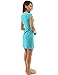 PattyBoutik Women Boat Neck Cap Sleeve Dress (Turquoise Small)