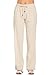 Poplooks Women's Comfy Drawstring Linen Pants Long with Band Waist