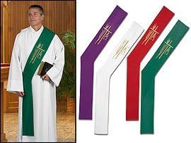 Alpha Omega Wheat Deacon Stole (White) by Catholic Factory Outlet