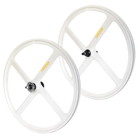 RIDDOX Laufradsatz Singlespeed Fixie 700C/28 Vorderrad und Hinterrad mit Freilaufritzel – Leichtmetall - 4 Speichen - Weiß
