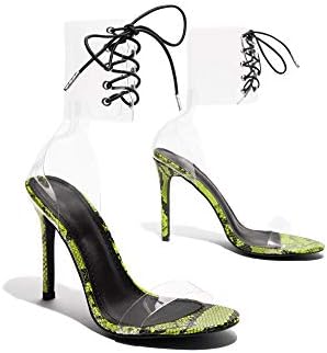 Cape Robbin Passion Neon Yellow Transparent Clear Lace Up High Heel Dainty