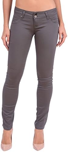 Fancy Jade Women's Junior Super Stretch Colored Twill Skinny Pants (Gray, 7)