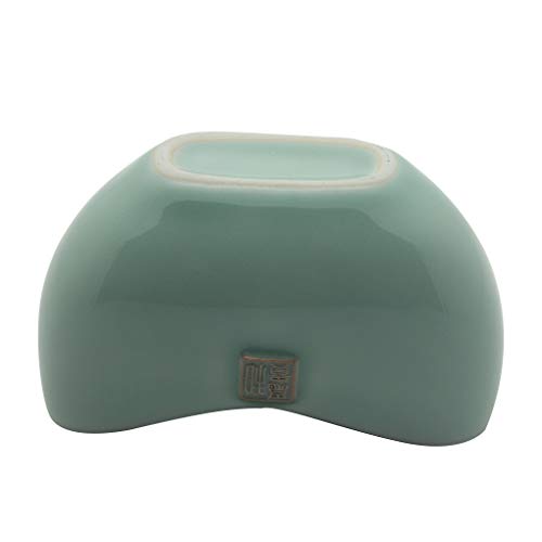 BangQiao Ceramic Business Name Card Holder Display Stand for Desk, Home and Office, Light Cyan Color