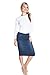Esteez Women's Knee Length Stretch Denim Tummy Control Jean Skirt Beverly Hills