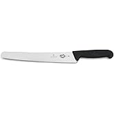 Victorinox Fibrox 10.25 Inch Bread Knife, Sharp Serrated Pastry Slicer | Ergonomic non-slip TPE handle, Swiss made high-carbon stainless steel blade, NSF approved and dishwasher safe