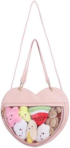 FascinatingClear Candy Leather Handbag Kawaii Purse Transparent Backpacks Love Heart Shape Crossbody Bags Lolita Ita Bag