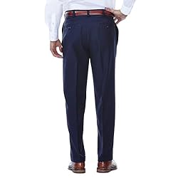 Haggar mens Eclo Stria Expandable-waist Pleat-front