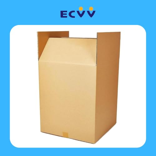 ECVV® [2 Pack] XXL-Large Double Wall 100% Recyclable Corrugated Cardboard Moving Boxes with 60 KG Capacity, [60 x 60 x 80 cm] Carton Boxes for Packaging, Shipping and Storage, 5 ply [Color : Brown]