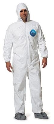 Dupont - Tyvek Disposable Coveralls with Hood and Boots - size: 4X-Large