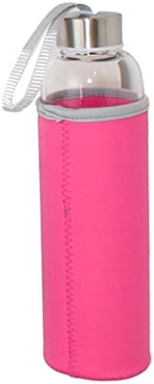 Silver One 18oz Glass Sports Travel Water Bottle with Twist Off Cap &amp; Insulating Neoprene Sleeve | Leak-Proof Portable Bottle for Gym, Hiking, Camping| Spill Proof &amp; No Sweating (BPA FREE)- By Eco One