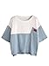 SweatyRocks Women's Color Block Half Sleeve High Low Casual Loose T-shirt Tops Blue White One Size
