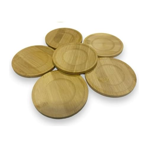 Kit 6 Porta Copos de Bambu 10cm Redondo – Descanso para Copos, Xícaras e Taças – Antimanchas e Sustentável