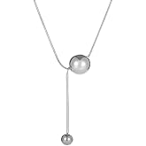 YISXVD Solid Metal Ball Pendant for Women Men Necklace Minimalist Sphere Choker Chain Everyday Jewelry
