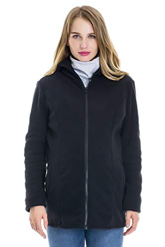Smallshow Womens Fleece Zip Up Maternity Baby Carrier Hoodie Sweatshirt Jacket,Black,Medium