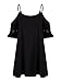 Persun Women Cold Shoulder Lace Trumpet Sleeve Spaghetti Strap Dress Tops, Black, Small