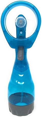 Portable, Handheld, Battery Operated Personal Misting Fan/Spray Fan with Wide Opening for Ice, Safe Flexible Plastic Blades, Blue