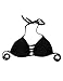 RELLECIGA Womens Push-up Swimwear Black Criss Cross Strappy Triangle Bikini Top Size Small