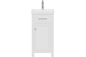 Water Creation Mia 18" W Solid Hardwood Bathroom Vanity with Single Integrated Pre-Installed Ceramics Sink in Pure White & Chrome Finish