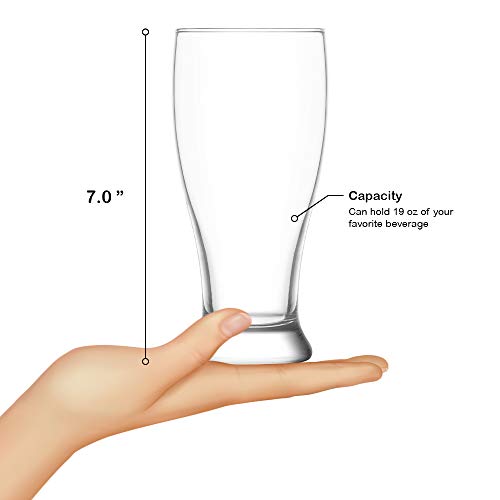 Beer Glasses, Tall Clear Drinking Glass, Classic Lager Stout Pilsner Glass Set, All Purpose Tumblers, 19 Â¼ oz, Set of 6