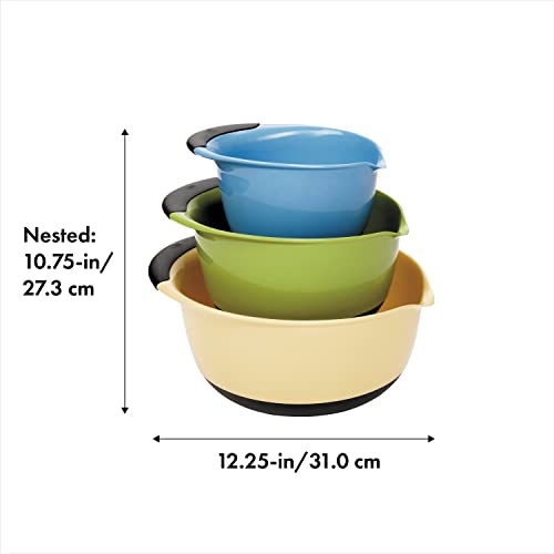 OXO Plastic Good Grips 3Piece Mixing Bowl Set Assorted Colors, Blue