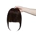 Clip in Human Hair Fringe with Temple Front Neat Bangs Hair Extension Thick Full Tied Bangs Flat Fringe Hair Piece for Women One Piece #02 Dark Brown