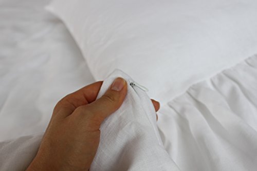 King linen pillow sham with mermaid long ruffle, 20 X 36", white color, 100% linen