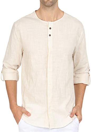 Gordon Q Men's Casual Cotton Linen Comfort Long Sleeve Shirt