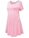 BELAROI Womens Comfy Swing Tunic Short Sleeve Solid T-Shirt Dress (3X, Pink)