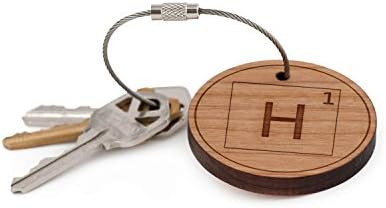 Hydrogen Keychain, Wood Twist Cable Keychain - Large