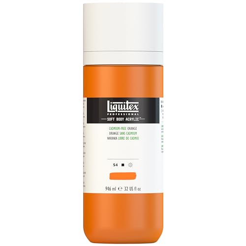 Liquitex 1964892 Professional Acrylic Paint Soft Body - Artist Paint in Creamy Opaque Consistency, High Pigmentation, Non-fading and Ageing-Resistant, 946 ml Bottle - Cadmium-Free Orange