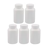uxcell 5pcs 300ml High-grade Plastic Bottle Healthy Product Round Bottle White