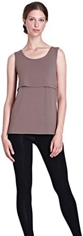 Nitan Breastfeeding Sleeveless Blouse, Maternity Tops for Nursing Pregnancy (L, Shitake)