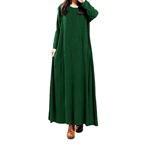Women Dress,Dainzuy Casual Loose Long Sleeve Pure Color Pocket Long Dress