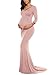 Liu & Qu Pregnant Women's Long Sleeve Maternity Stretch Maxi Dress Gown with Train for Parties, Baby Showers, Maternity Shoots