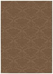 Victorian Generic Cut-and-Loop Patterned Olefin Area Rug Tan 5'x7'