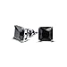 Bling Jewelry CZ Princess Cut Black 925 Silver Screw Back Stud Earrings