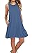 Women's Sleeveless Casual Swing Flowy Sundresses, Size Medium, Color Beja Blue