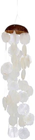 Coconut Top Pure White Capiz Wind Chime 24", Decorative Wind Chimes, Tropical Wind Chimes Capiz Shells