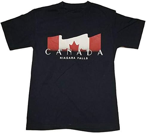 Vintage Canada Niagara Falls Flag Souvenir Navy Blue Tee Shirt