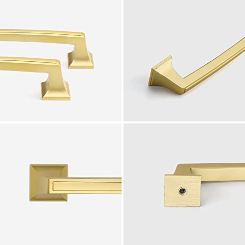 Haidms 10 Pack Gold Drawer Pulls Brushed Gold Pulls, 5inch Hole