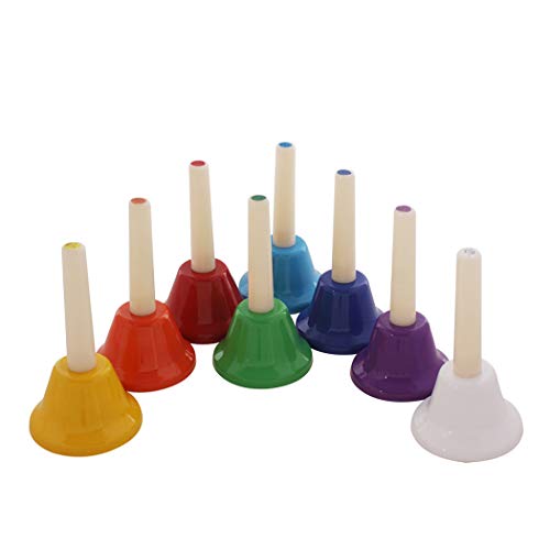 B bangcool 8PCS Hand Percussion Bell Assorted Colors 8 Note Musical Bell Hand Bell Kit