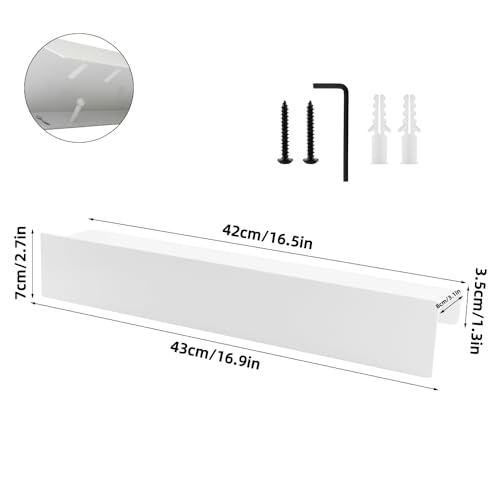 Mocrop Key Rack with Shelf, Minimalist Style, Wall Mounted Coat Rack, Modern White Hidden Hooks, Metal Coat Rack, for Hallway Bedroom Kitchen Furniture 8 Hooks