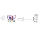 Acrylic Purple and Green Butterfly Plastic Stud Earrings