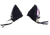 niceEshop(TM) Lint Cosplay Cat Ear With Hair Clip For Halloween Costumes (Black and Pink,Set of 2)