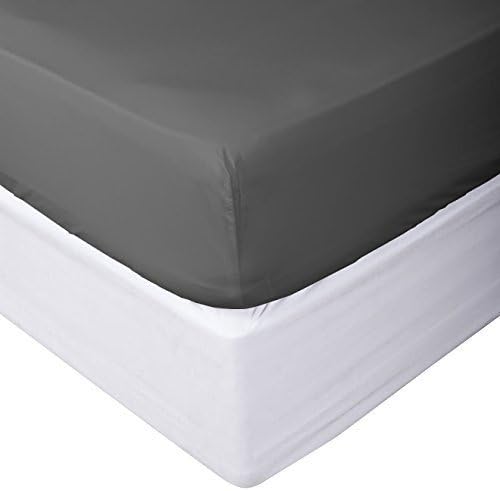 HighCaliber Beddings 100% Egyptian Cotton Bedding Set 800 Thread Count Solid Fitted Sheet(Bottom Sheet Only) King Size Sateen Weave 15 inch Deep Pocket Elephant Grey Color