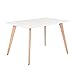 FurnitureR Dining Table Rectangular Top Dining Desk 44'' x 28'' Leisure Cofffee Table 2-4 People Wood Beech White Kitchen Desk