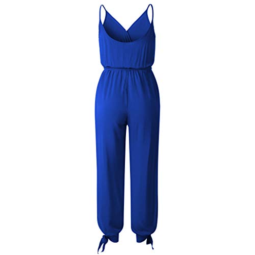 Corriee Jumpsuit Rompers for Women Summer Elegant Solid Color Camisoles Jumsuits with Belt Womens Fashion Streetwear Blue